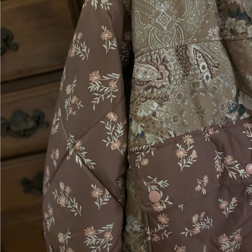 Floral Patchwork Reversable Brown Jacket - image 5